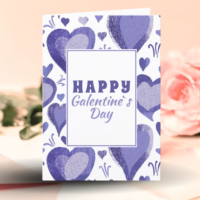 Purple Hearts Happy Galentine`s Day Holiday Card (Creator Uploaded)