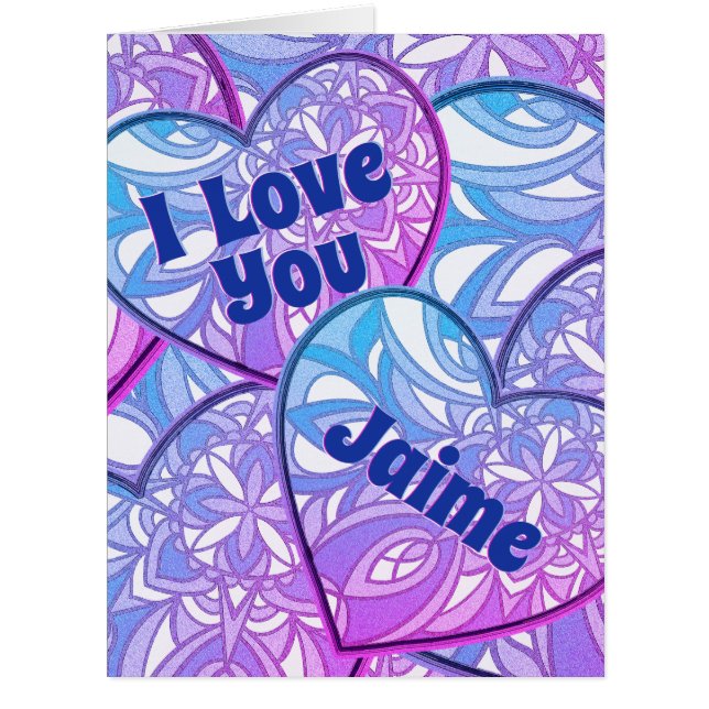 Purple Hearts I Love You Folded Card (Front)