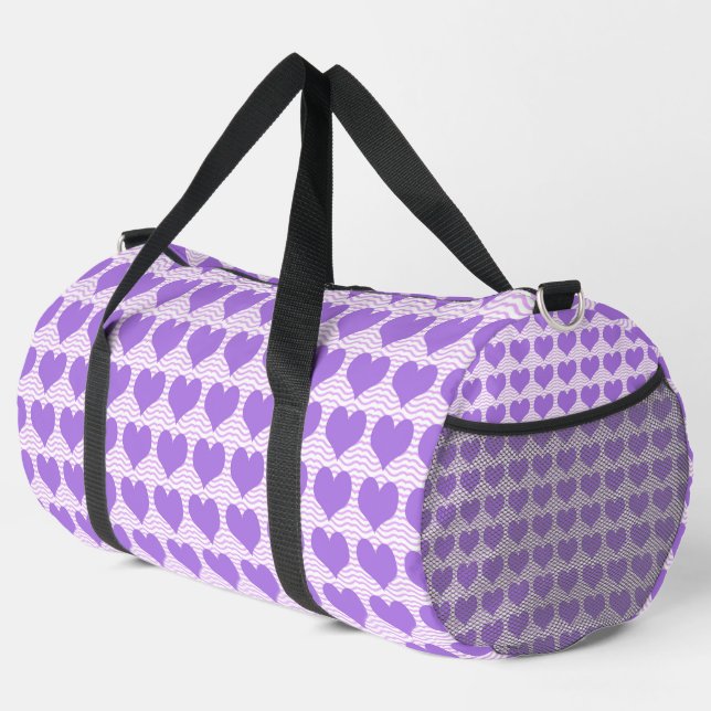 Purple Hearts Large Duffel Bag (Right Corner)