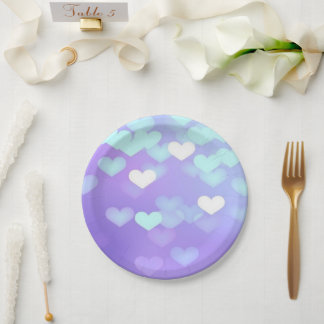 Purple Hearts Paper Plate