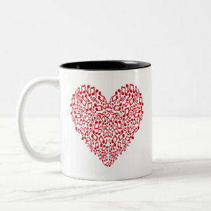 Purple Hearts Pattern (8'), Romance Note Two-Tone Coffee Mug