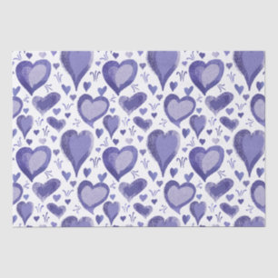 Purple Hearts Pattern Drawing Valentine`s Day Tissue Paper