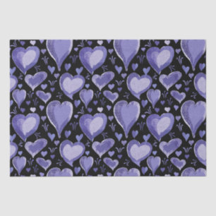 Purple Hearts Pattern Drawing Valentine`s Day Tissue Paper