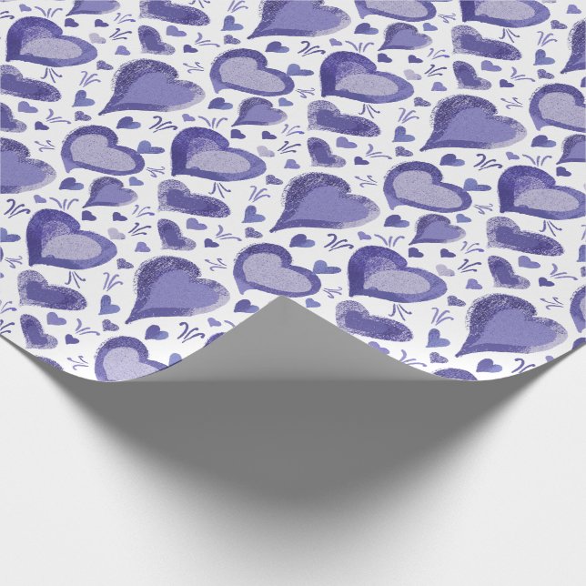Purple Hearts Pattern Drawing Wrapping Paper (Corner)