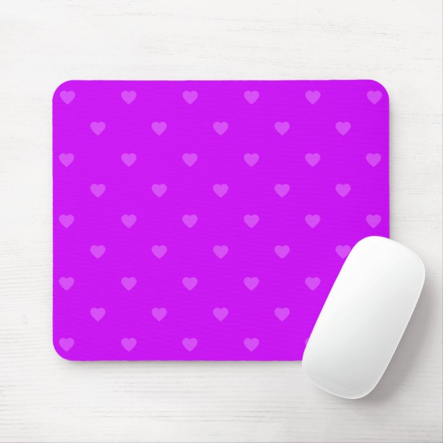 Purple hearts pattern mouse pad (With Mouse)