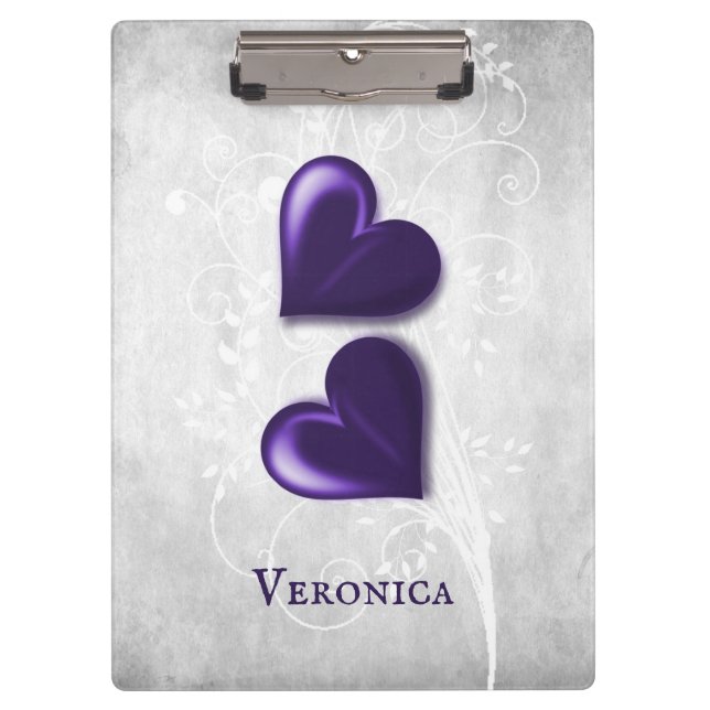 Purple Hearts Personalised Clipboard (Front)
