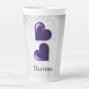 Purple Hearts Personalised Latte Mug
