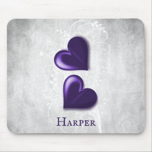 Purple Hearts Personalised Mouse Pad