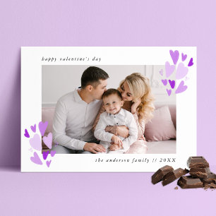 Purple Hearts Photo Valentine's Day Holiday Card