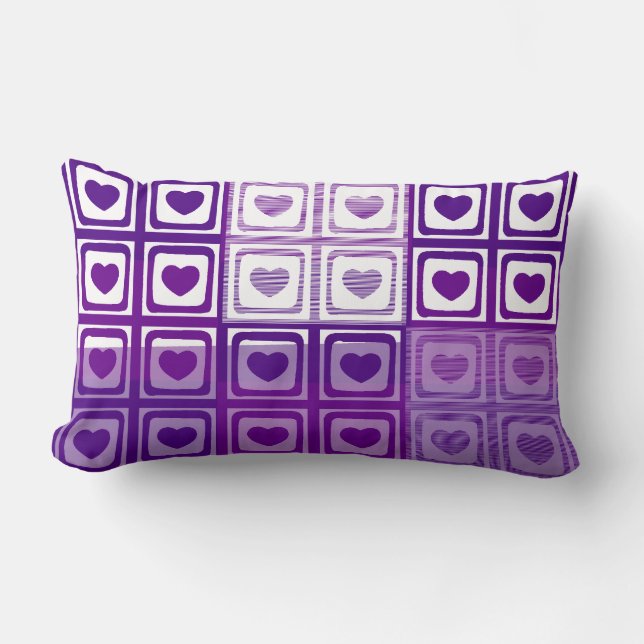 Purple Hearts Retro Art Deco Pillow (Front)