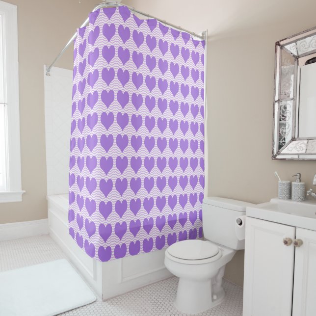 Purple Hearts Shower Curtain (In Situ)