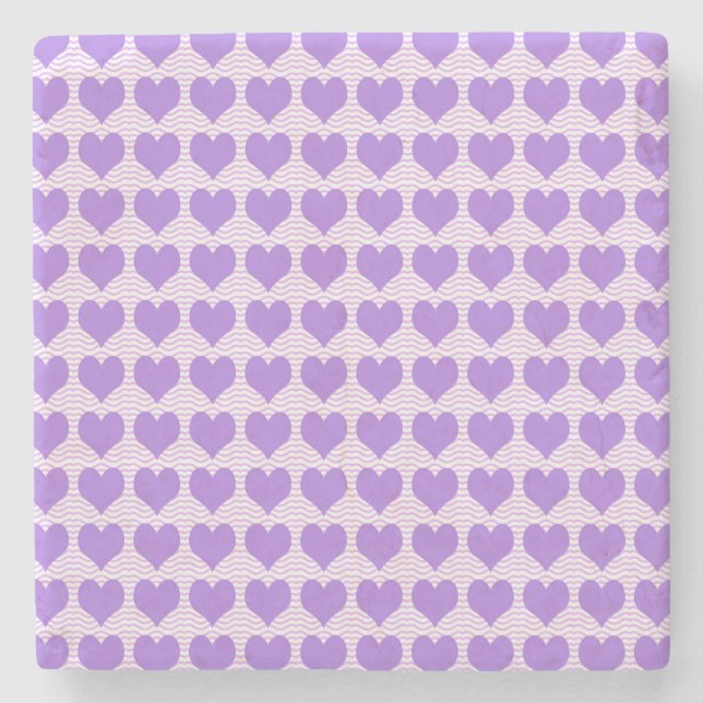 Purple Hearts Stone Coaster (Front)
