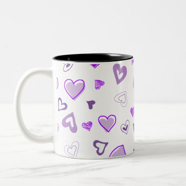 Purple Hearts Two-Tone Coffee Mug (Left)