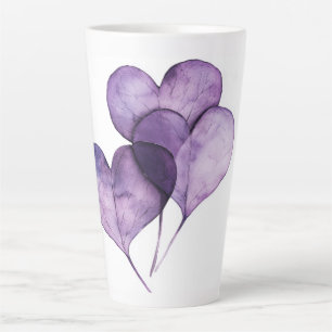 *Purple Hearts Watercolour Digital Art Latte Mug