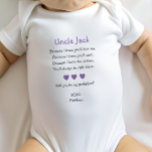 Purple Hearts Will You Be My Godfather Proposal Baby Bodysuit<br><div class="desc">Ask that special person in your life to be your child's godfather by having your baby wear this personalised godfather proposal bodysuit.</div>