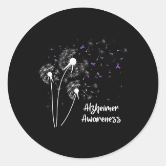 Purple Heimerheimer Awareness Dandelion Women Girl Classic Round Sticker