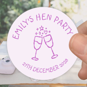 Purple Hen Party Bachelorette Toast Classic Round Sticker