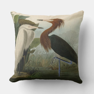 Purple Heron Audubon Bird Wildlife Painting Cushion