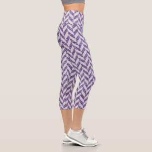Purple Herringbone Capri Leggings