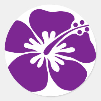 purple hibiscus aloha flower classic round sticker