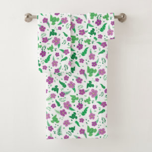 Purple Hibiscus Bath Towel Set