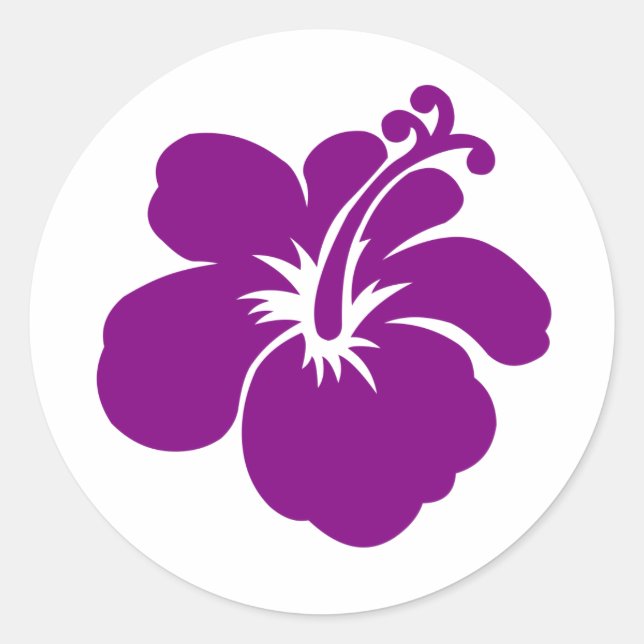 purple hibiscus flower classic round sticker (Front)