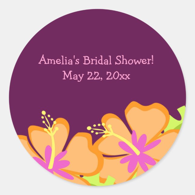 Purple Hibiscus Flower Custom Favour Sticker (Front)