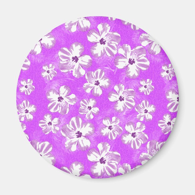 Purple Hibiscus Flowers Magnet (Front)