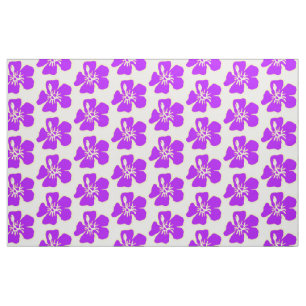 Purple Hibiscus Flowers Tropical Hawaiian Luau Fabric