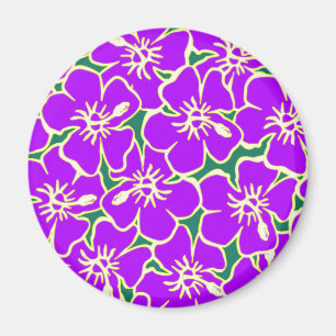 Purple Hibiscus Flowers Tropical Hawaiian Luau Magnet