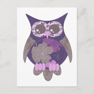 Purple Hibiscus Owl Postcard
