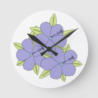 Purple Hibiscus Round Clock