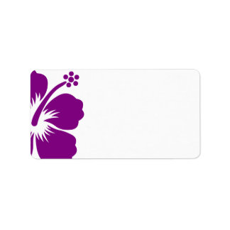 Purple hibiscus wedding blank address label