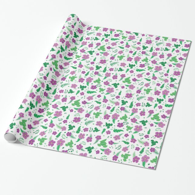 Purple Hibiscus Wrapping Paper (Unrolled)