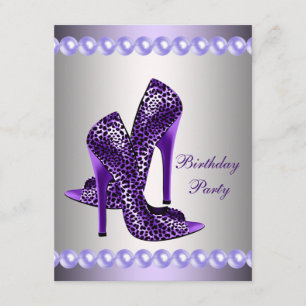 Purple High Heels Shoes Birthday Party Invitation