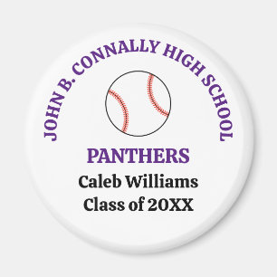 Purple High School Baseball Player Personalised Magnet