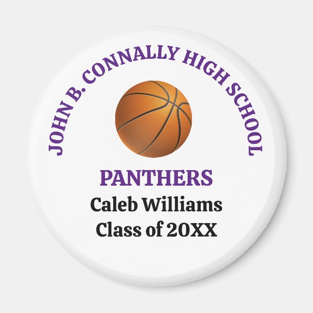 Purple High School Basketball Team Custom Magnet (Front)