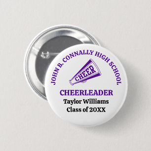 Purple High School Cheerleader Personalised 6 Cm Round Badge