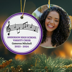 Purple High School Choir Custom Christmas Ceramic Tree Decoration