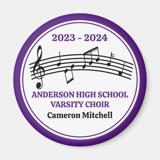 Purple High School Choir Custom Keepsake Magnet (Front)