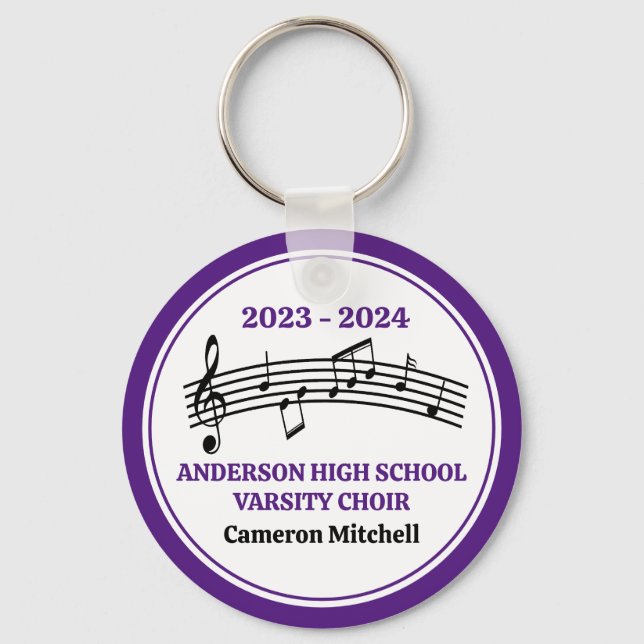 Purple High School Choir Personalised Key Ring (Back)