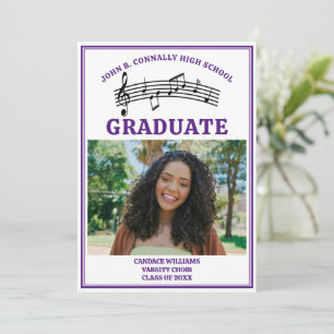 Purple High School Choir Photo Graduation Announcement