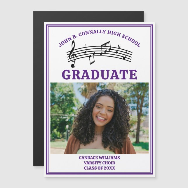 Purple High School Choir Photo Graduation Magnet (Front/Back)
