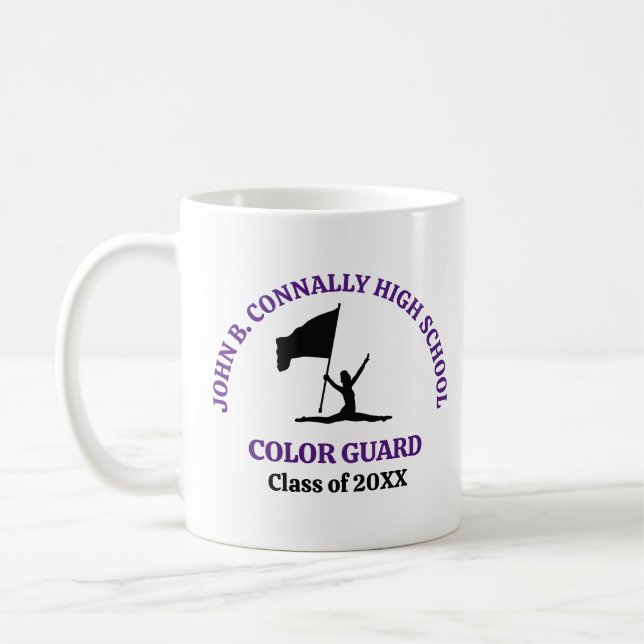 Purple High School Colour Guard Personalised Coffee Mug (Left)