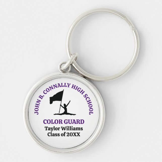 Purple High School Colour Guard Personalised Key Ring (Front)