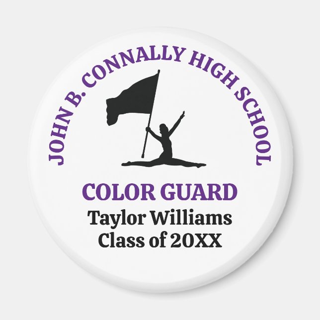 Purple High School Colour Guard Personalised Magnet (Front)