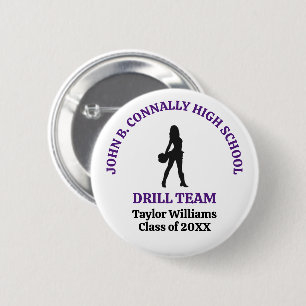 Purple High School Drill Team Dancer Personalised 6 Cm Round Badge