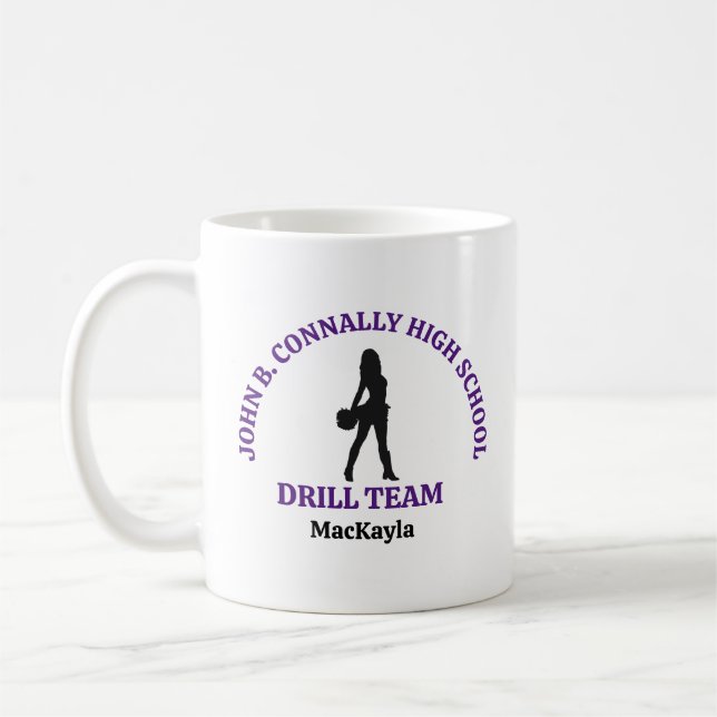 Purple High School Drill Team Dancer Personalised Coffee Mug (Left)