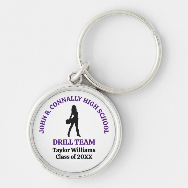 Purple High School Drill Team Dancer Personalised Key Ring (Front)