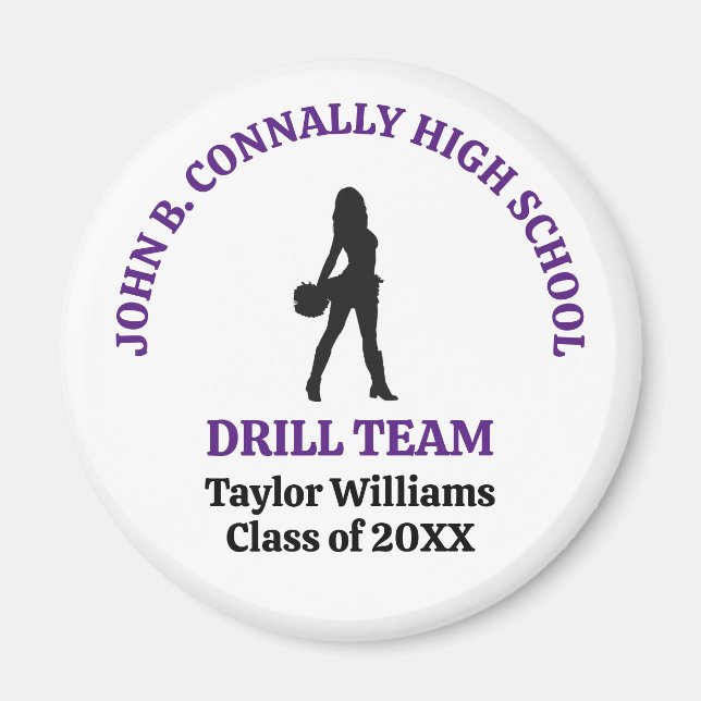 Purple High School Drill Team Dancer Personalised Magnet (Front)
